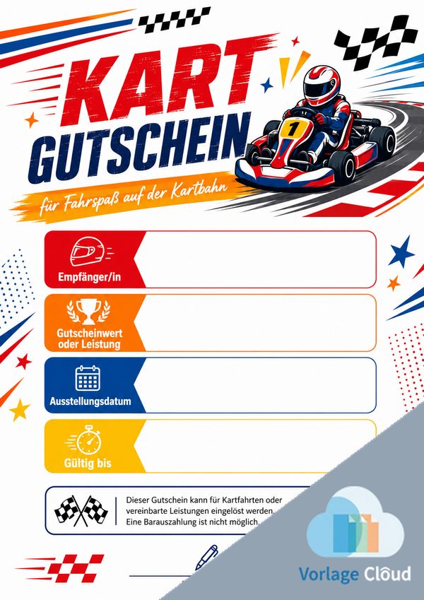 kart fahren gutschein vorlage