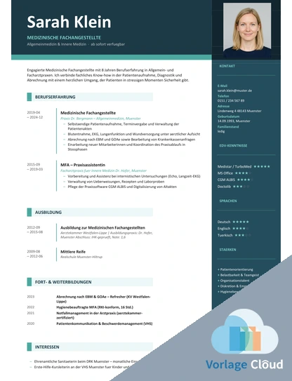 lebenslauf für medizinische fachangestellte