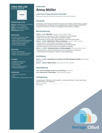 lebenslauf vorlage bürohilfe
