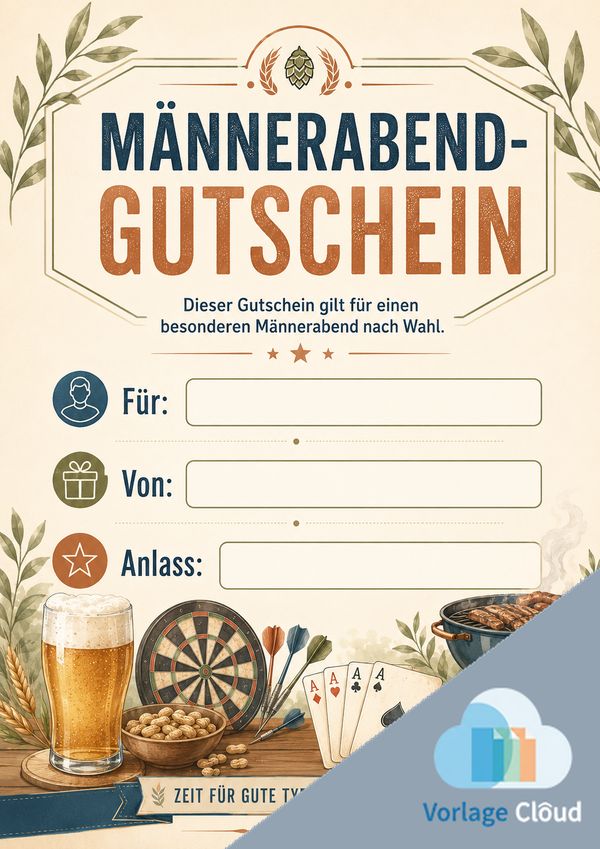 männerabend gutschein vorlage zum ausdrucken