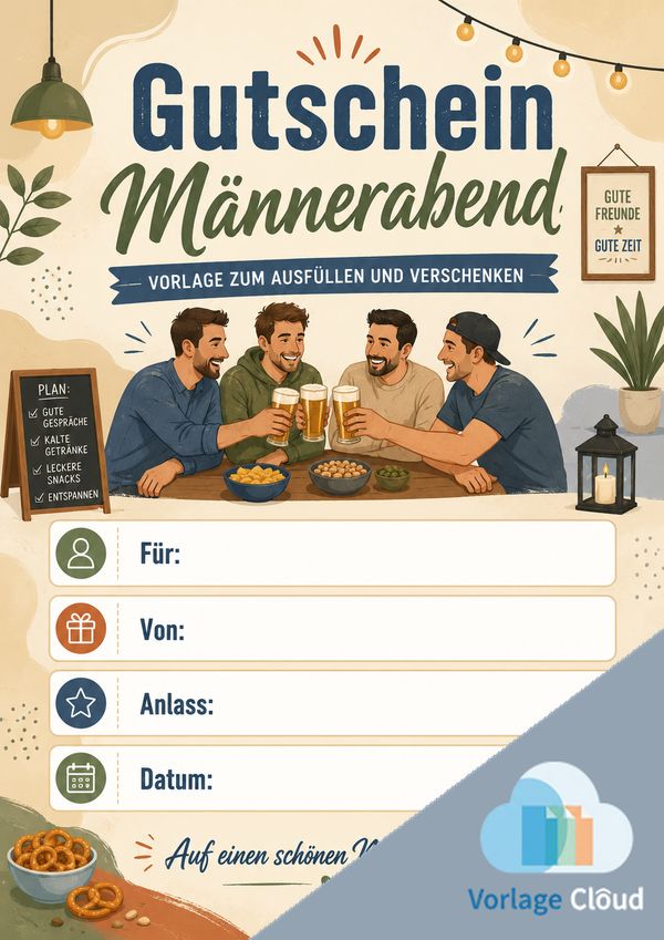 männerabend gutschein vorlage zum herunterladen