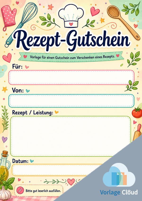 rezept gutschein vorlage zum ausdrucken