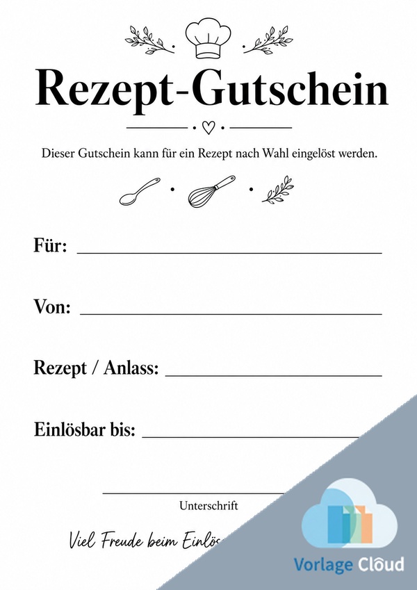 rezept gutschein vorlage zum herunterladen
