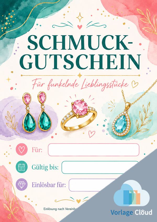 schmuck gutschein vorlage zum ausdrucken