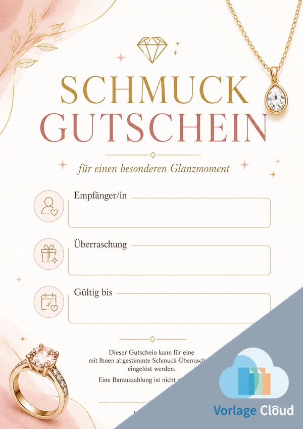 schmuck gutschein vorlage zum herunterladen