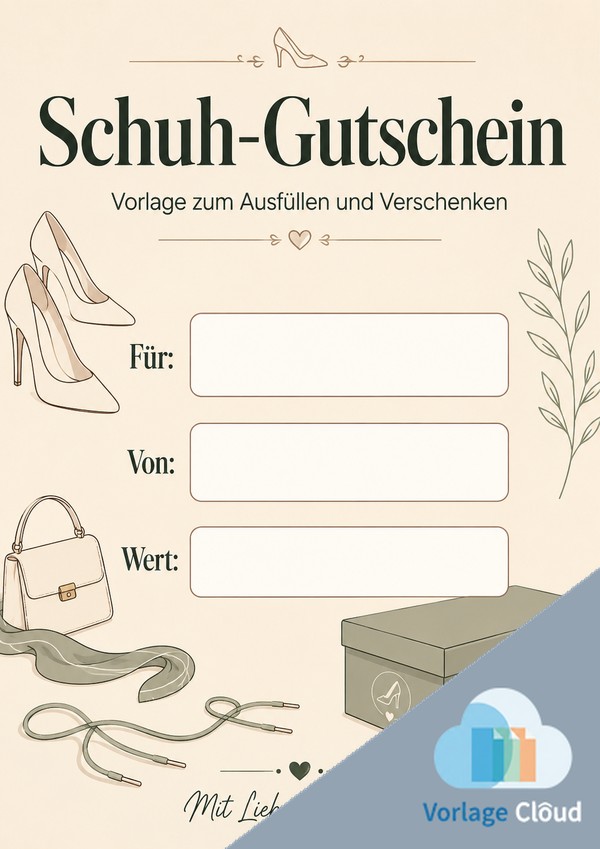 schuh gutschein vorlage kostenlos