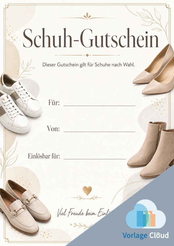schuh gutschein vorlage zum downloaden
