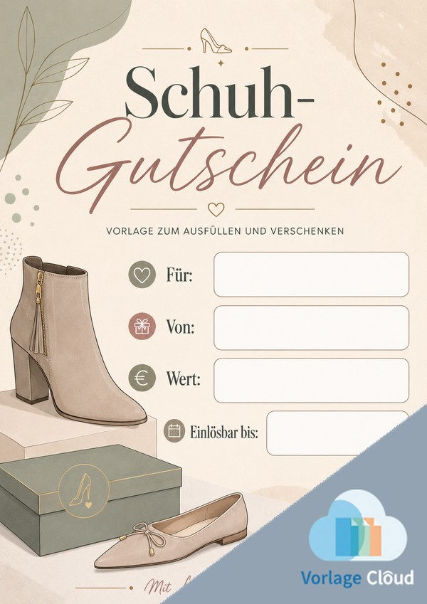 schuh gutschein vorlage zum herunterladen