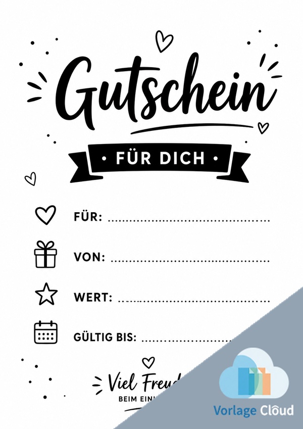 schwarz weiss gutschein vorlage kostenlos