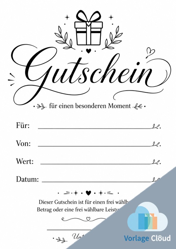 schwarz weiss gutschein vorlage