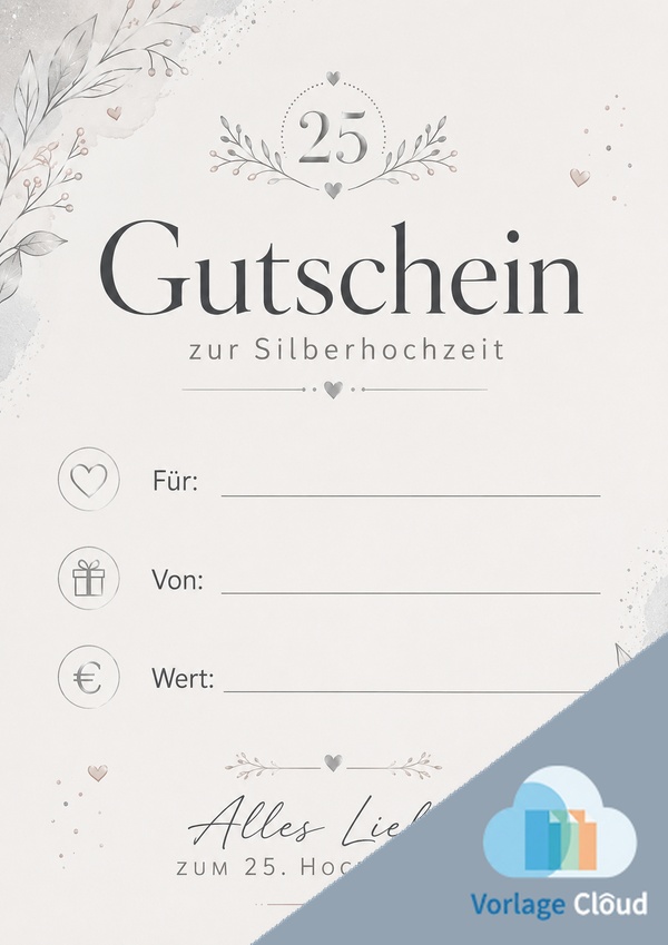 silberhochzeit gutschein vorlage