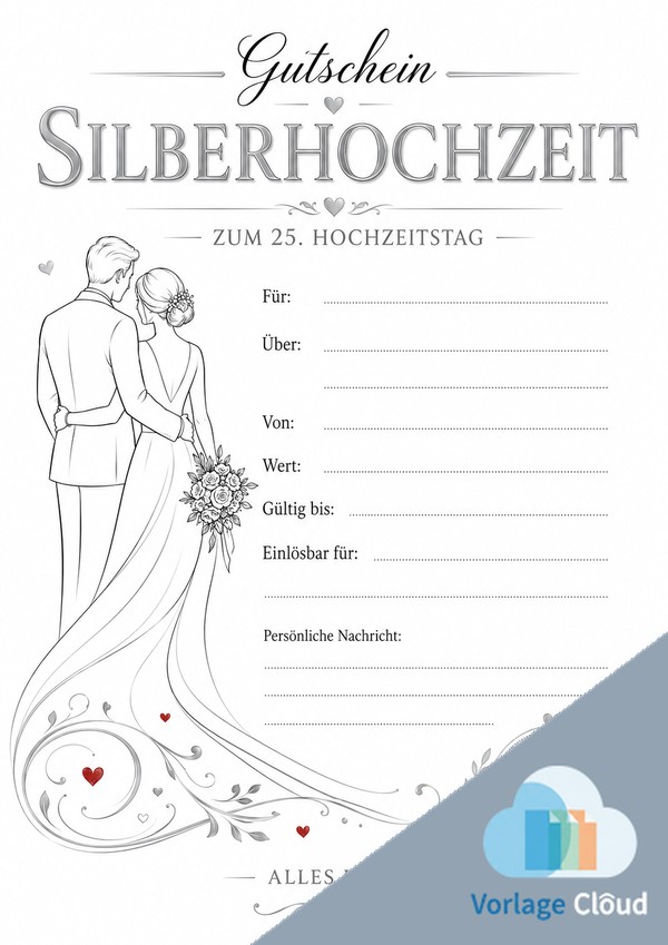 Silberhochzeit Gutschein Vorlage Zum Ausdrucken Wm