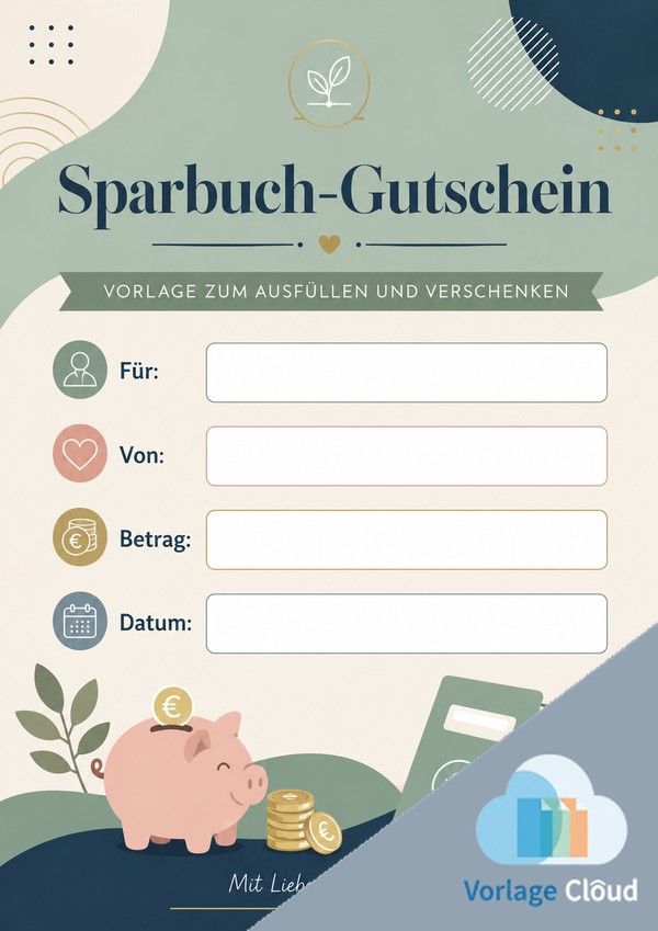 sparbuch gutschein vorlage