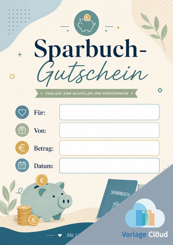 sparbuch gutschein vorlagen zum ausdrucken