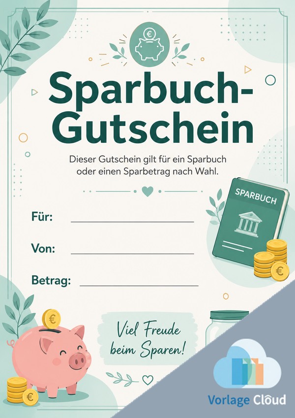 sparbuch gutschein vorlagen zum herunterladen
