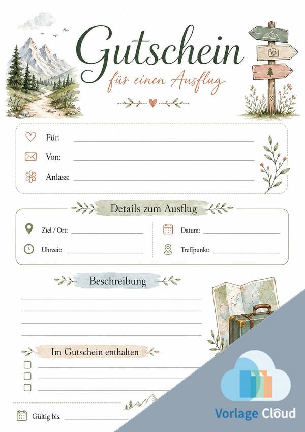 tagesausflug gutschein vorlage ausflug