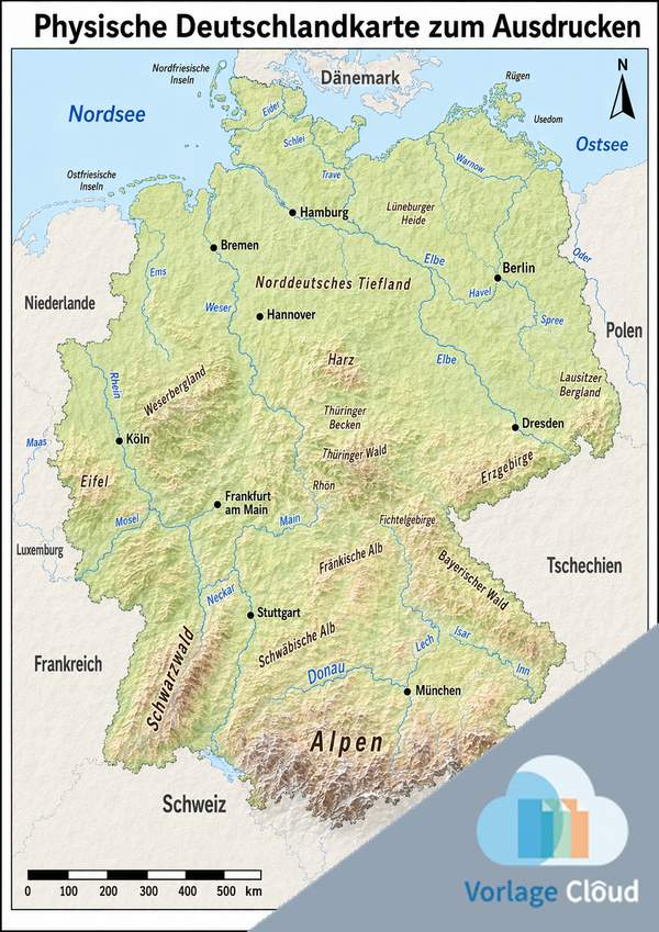 Geografische Karte Von Deutschland Wm