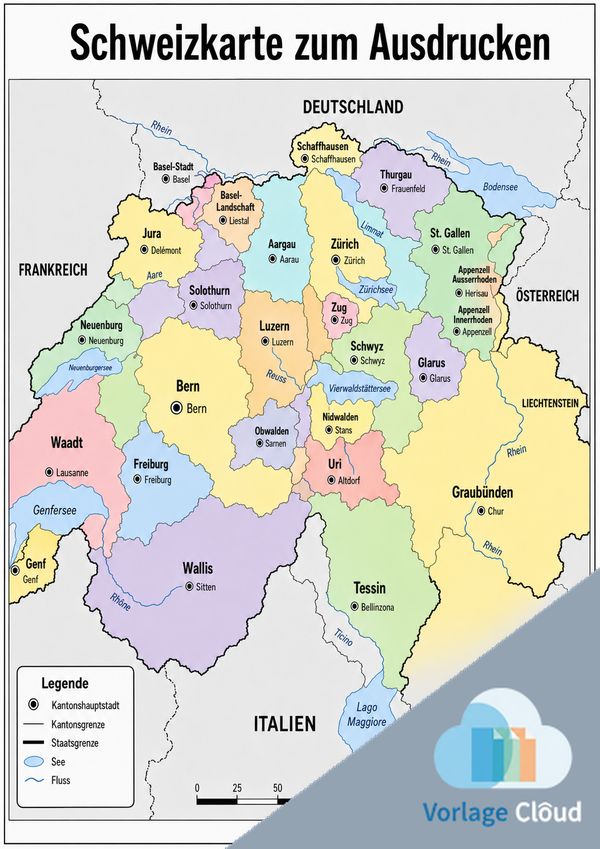 landkarte schweiz kantone zum ausdrucken