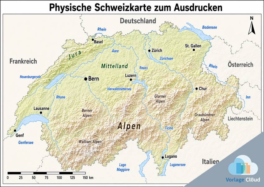 landkarte von der schweiz