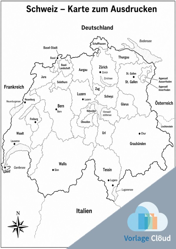 landkarte von schweiz