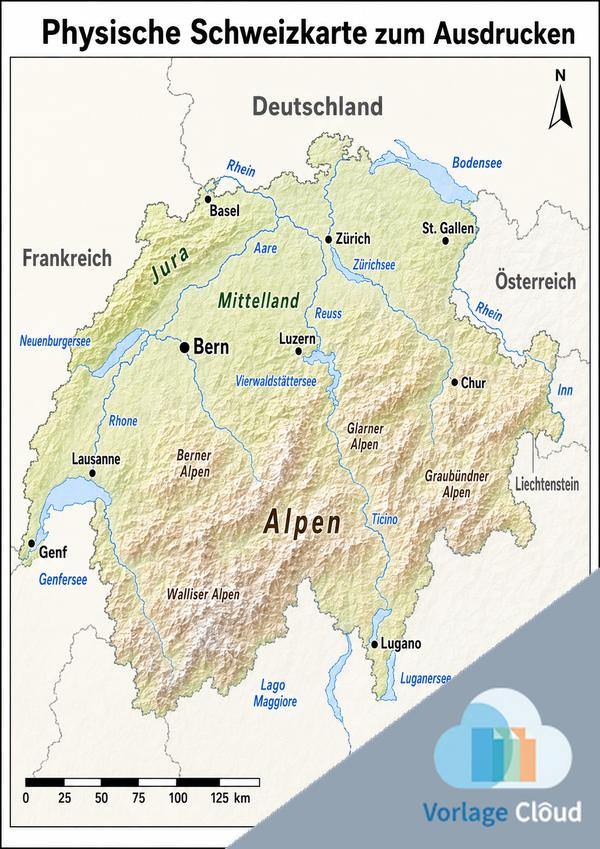 schweizerkarte mit bergen