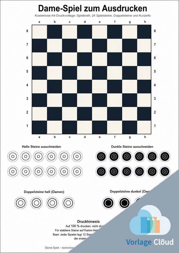 dame spiel zum ausdrucken
