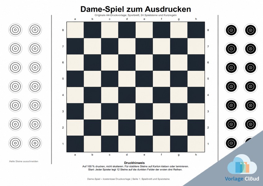 damespiel zum ausdrucken