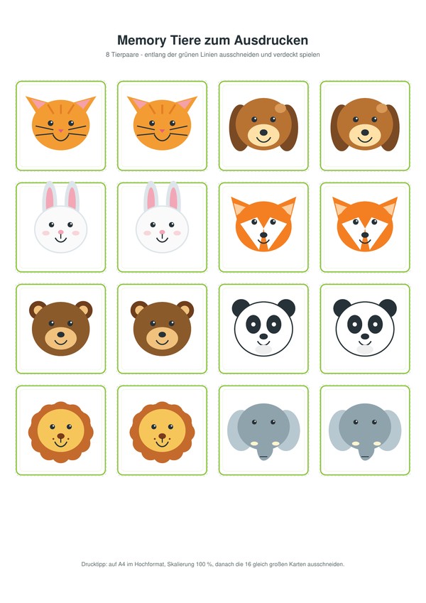 Memory Tiere Ausdrucken