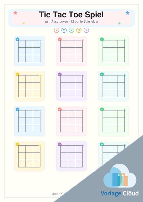 tic tac toe spiel zum ausdrucken vorlage