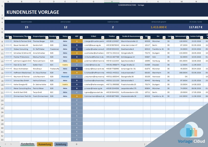 Kundenliste Excel