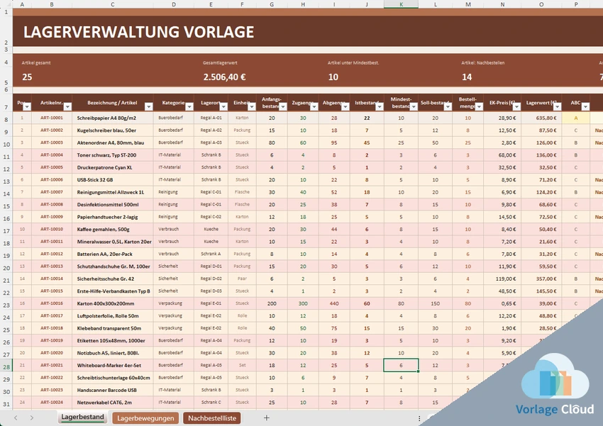 Lagerverwaltung Excel