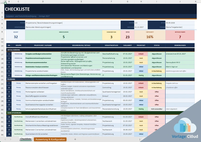 Excel Checkliste Vorlage