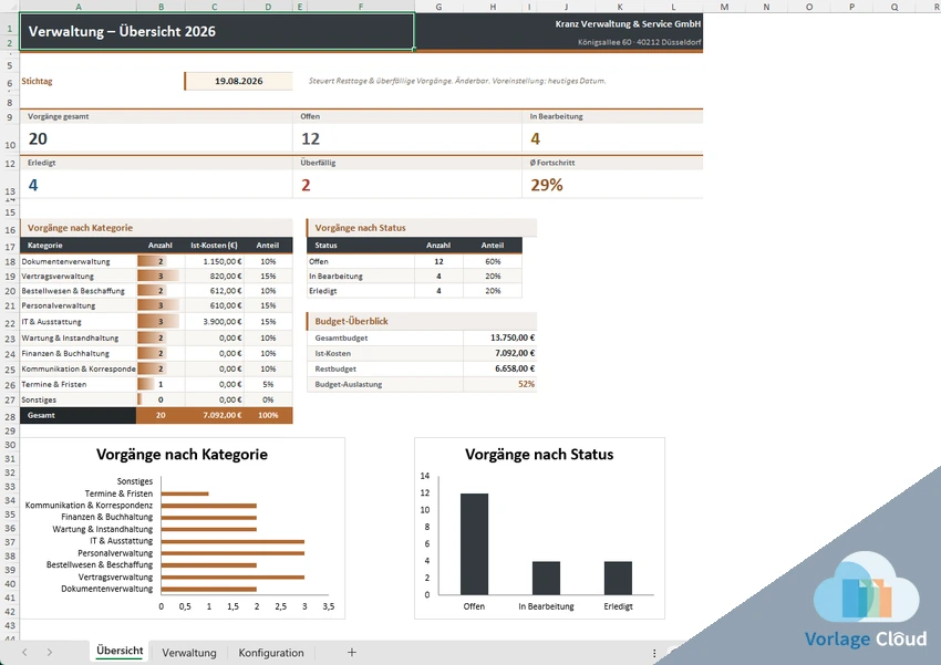 Verwaltungsvorlage Excel