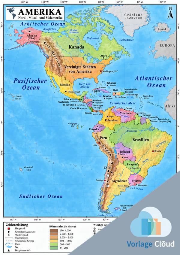 Amerika Landkarte Mit Staaten Wm