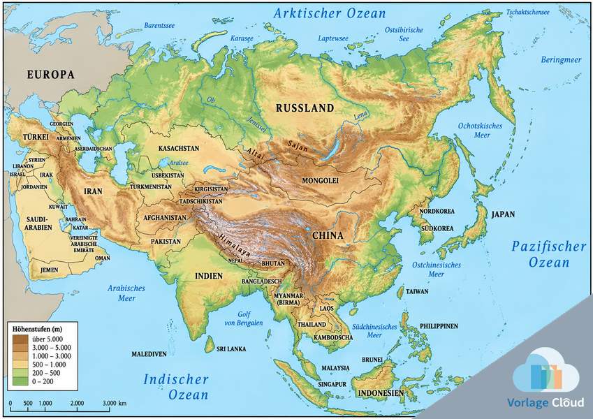 asien landkarte