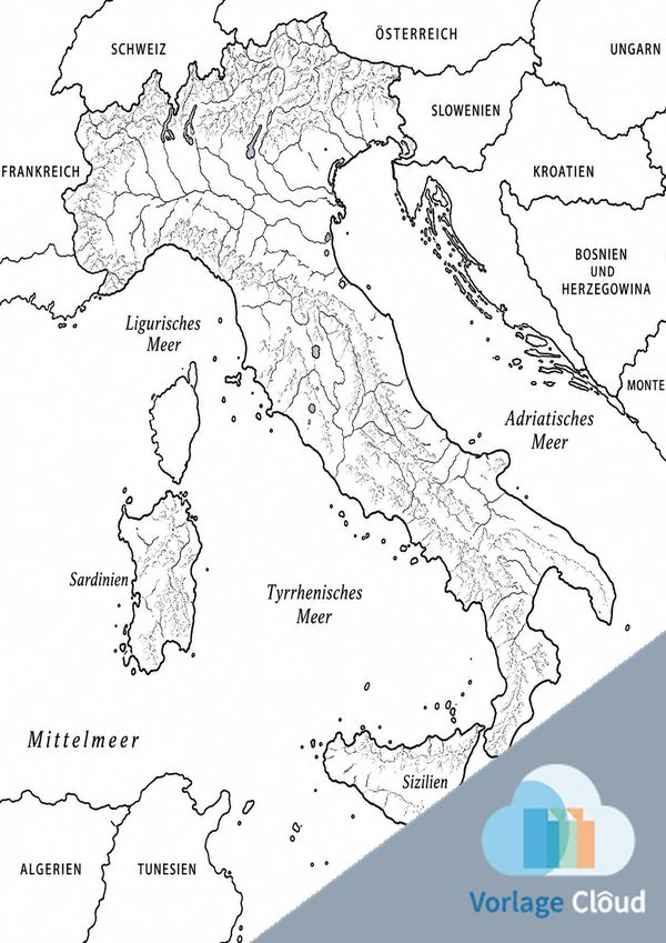grosse landkarte italien