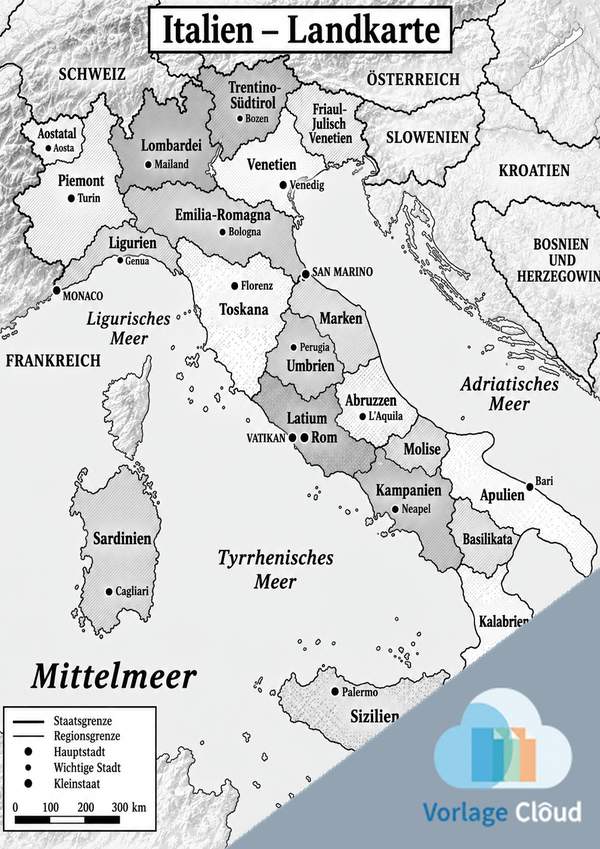 Italien Landkarte Mit Städten Wm