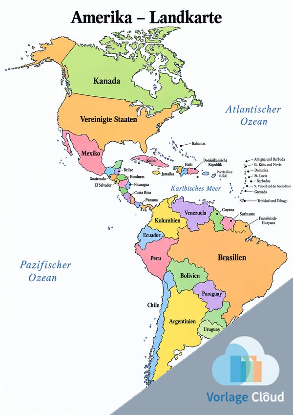 landkarte amerika nord und süd