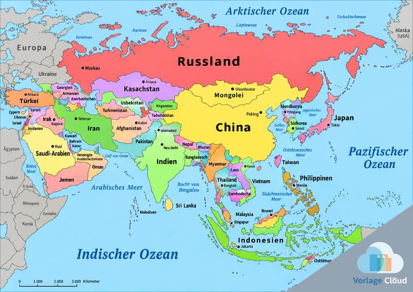landkarte asien