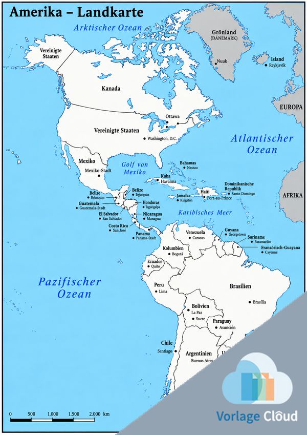 landkarte von amerika