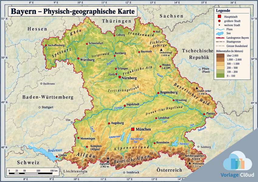 landkarte von bayern