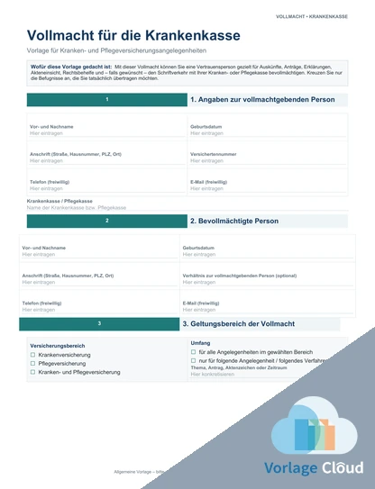 Vollmacht Krankenkasse Vorlage Pdf